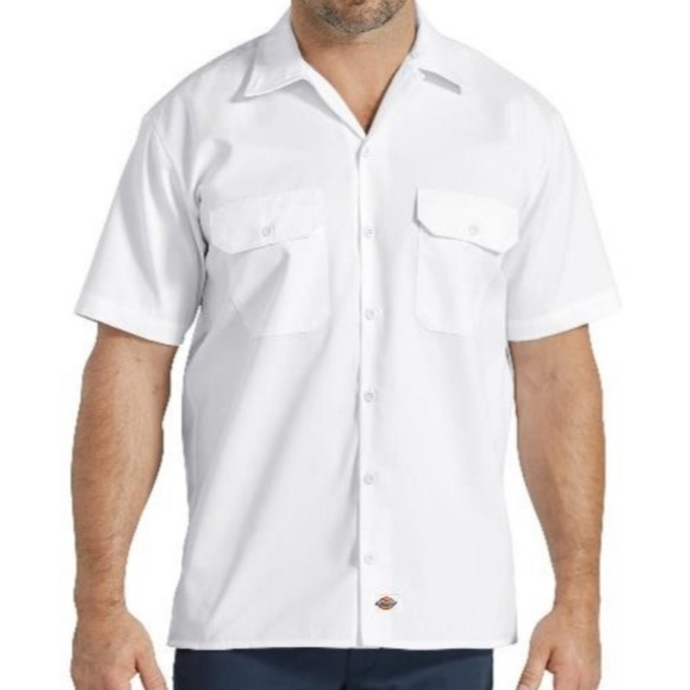 DICKIES Men's White Short-Sleeve Work Shirt